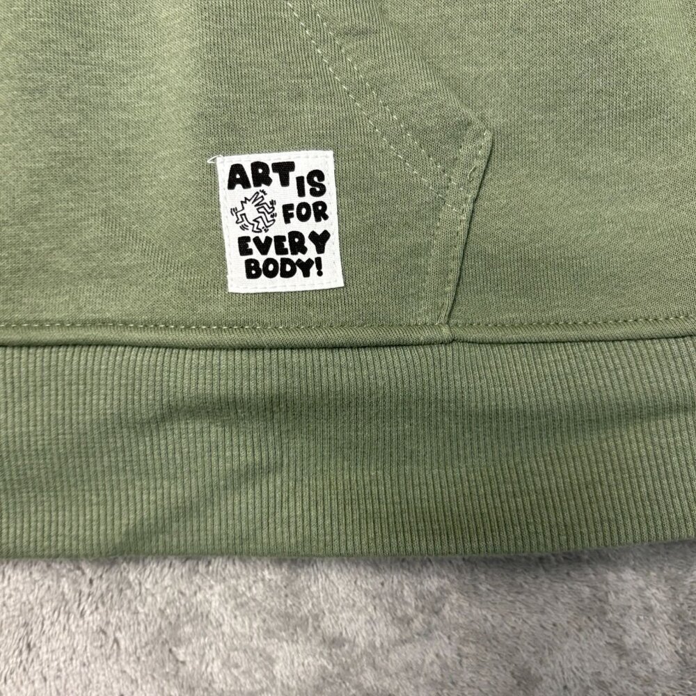 Keith Haring Men's M Olive Green Hoodie Sweatshirt Art Print K1193 - Picture 7 of 11